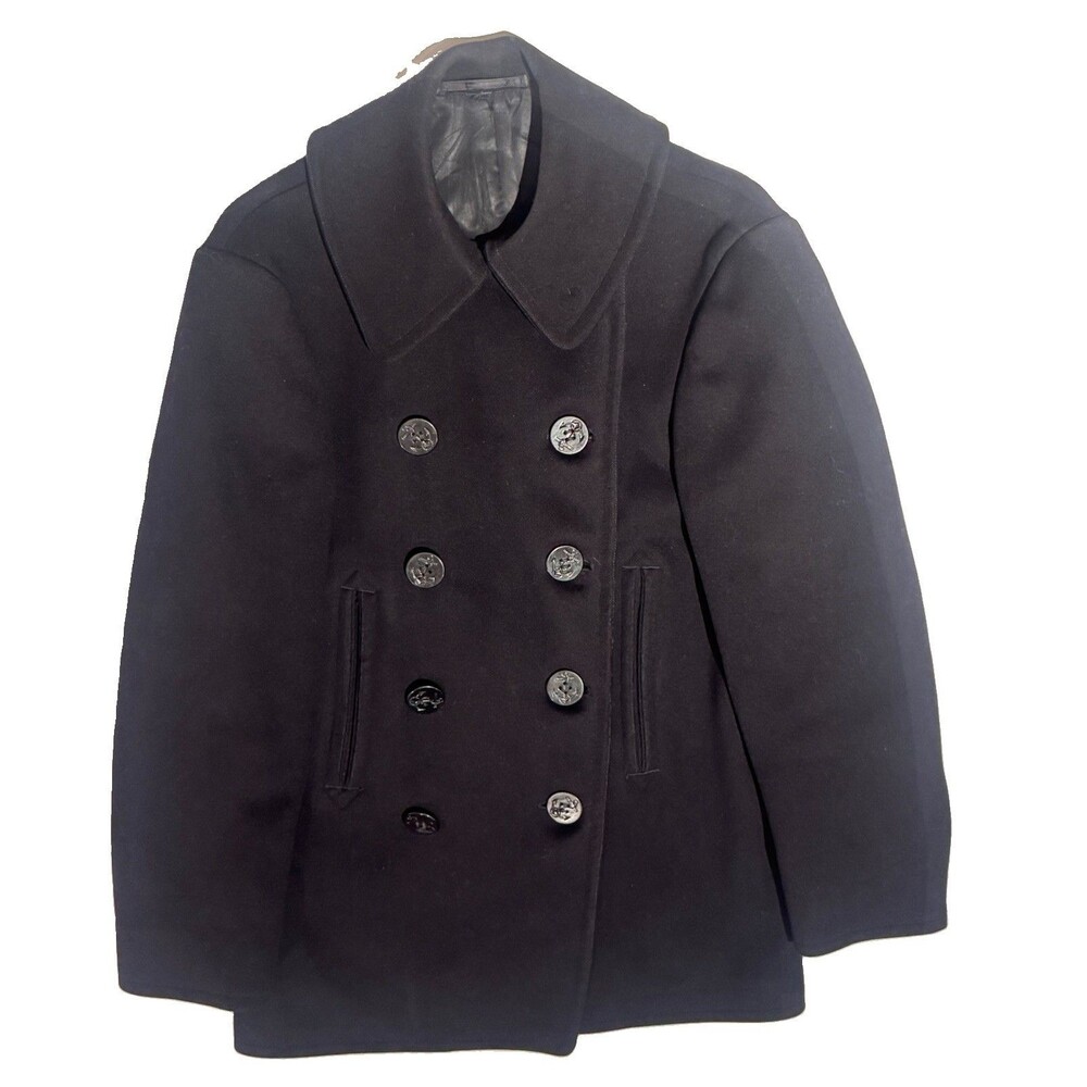 Authentic Vintage WWII 1940s US Navy Heavy Wool Pea Coat Size 34 XS Americana